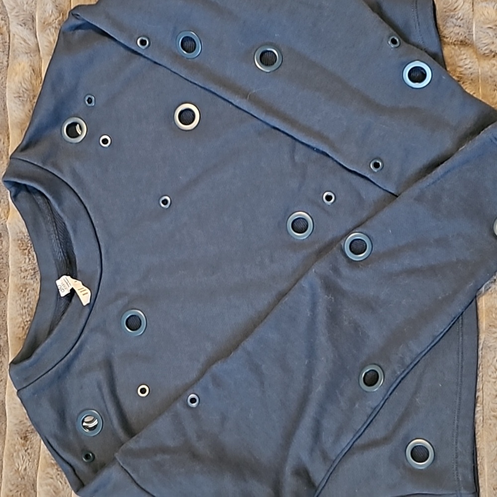 ALO Yoga Slate Grey/Blue Sweatshirt with Circular Accents